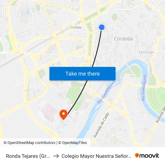 Ronda Tejares (Gran Capitán) to Colegio Mayor Nuestra Señora De La Asunción map