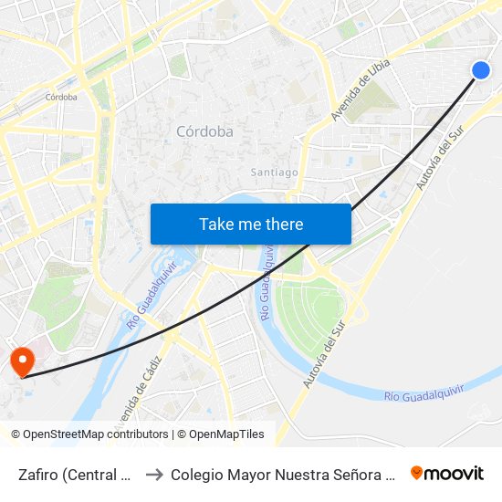 Zafiro (Central De Taxis) to Colegio Mayor Nuestra Señora De La Asunción map