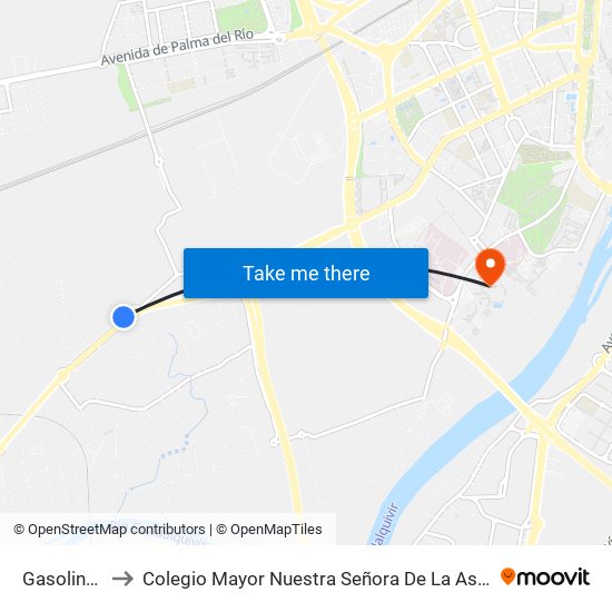Gasolinera to Colegio Mayor Nuestra Señora De La Asunción map