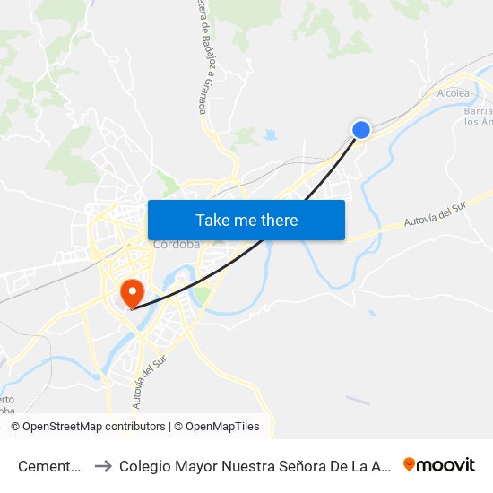 Cementerio to Colegio Mayor Nuestra Señora De La Asunción map