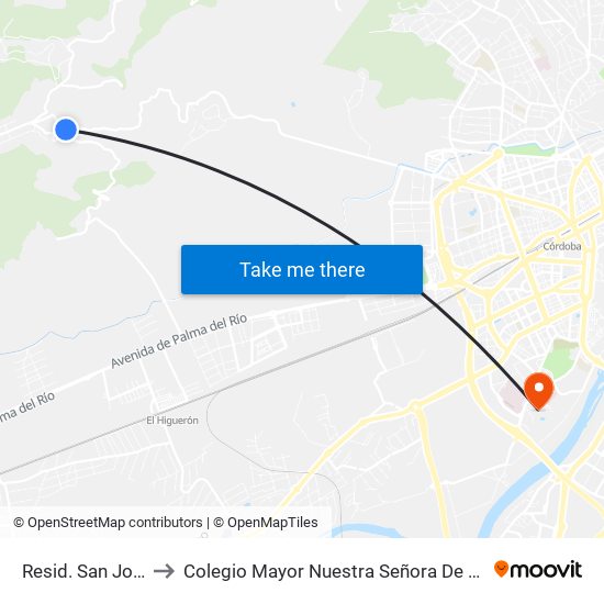 Resid. San José Dc to Colegio Mayor Nuestra Señora De La Asunción map