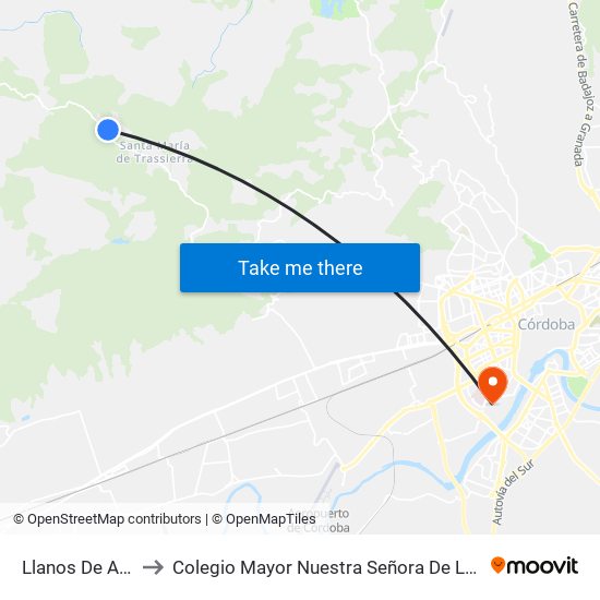 Llanos De Arjona to Colegio Mayor Nuestra Señora De La Asunción map