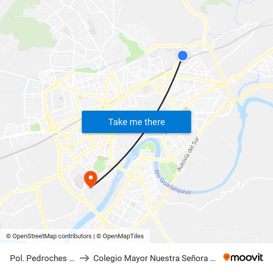 Pol. Pedroches (Asland) to Colegio Mayor Nuestra Señora De La Asunción map