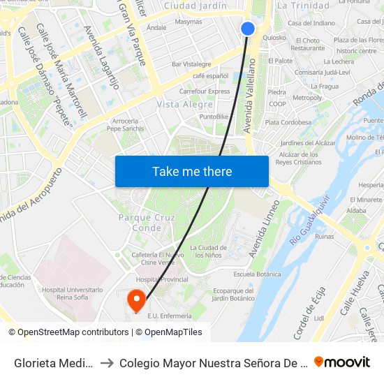 Glorieta Media Luna to Colegio Mayor Nuestra Señora De La Asunción map