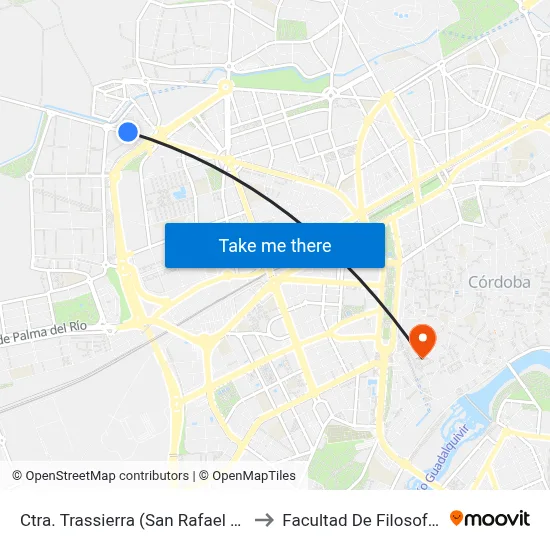 Ctra. Trassierra (San Rafael De La Albaida) to Facultad De Filosofía Y Letras map