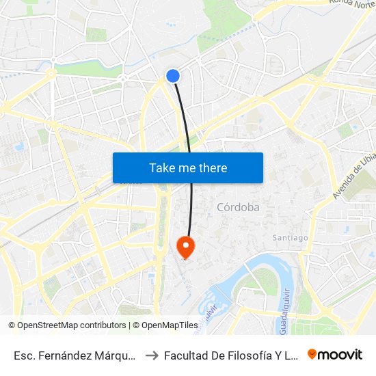 Esc. Fernández Márquez 1ª to Facultad De Filosofía Y Letras map