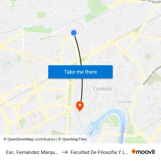 Esc. Fernández Márquez 1ª to Facultad De Filosofía Y Letras map