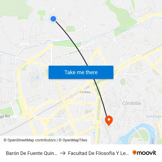 Barón De Fuente Quintos to Facultad De Filosofía Y Letras map