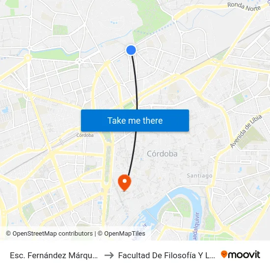 Esc. Fernández Márquez 2ª to Facultad De Filosofía Y Letras map