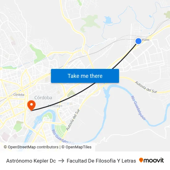 Astrónomo Kepler Dc to Facultad De Filosofía Y Letras map