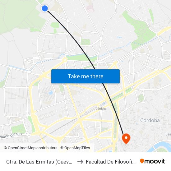 Ctra. De Las Ermitas (Cuevas De Roma) to Facultad De Filosofía Y Letras map