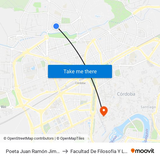 Poeta Juan Ramón Jiménez to Facultad De Filosofía Y Letras map
