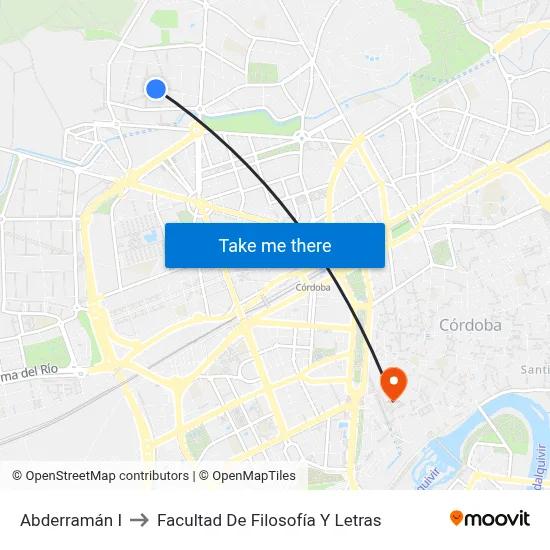 Abderramán I to Facultad De Filosofía Y Letras map