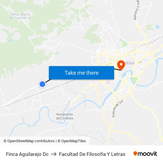 Finca Aguilarejo Dc to Facultad De Filosofía Y Letras map