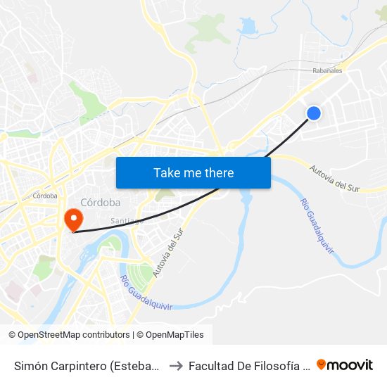 Simón Carpintero (Esteban Cabrera) to Facultad De Filosofía Y Letras map