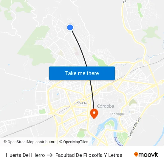Huerta Del Hierro to Facultad De Filosofía Y Letras map