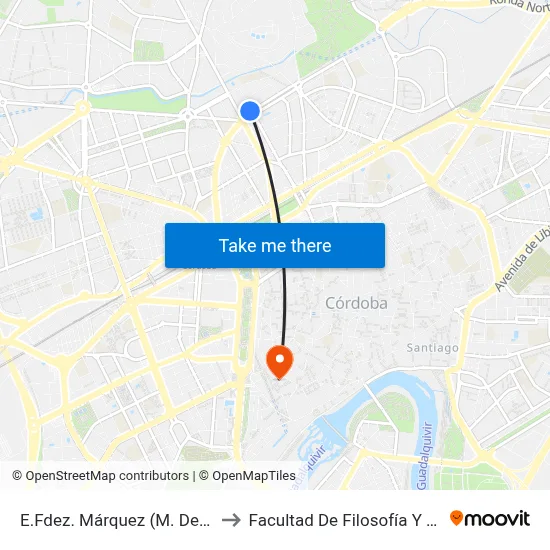 E.Fdez. Márquez (M. De Falla) to Facultad De Filosofía Y Letras map