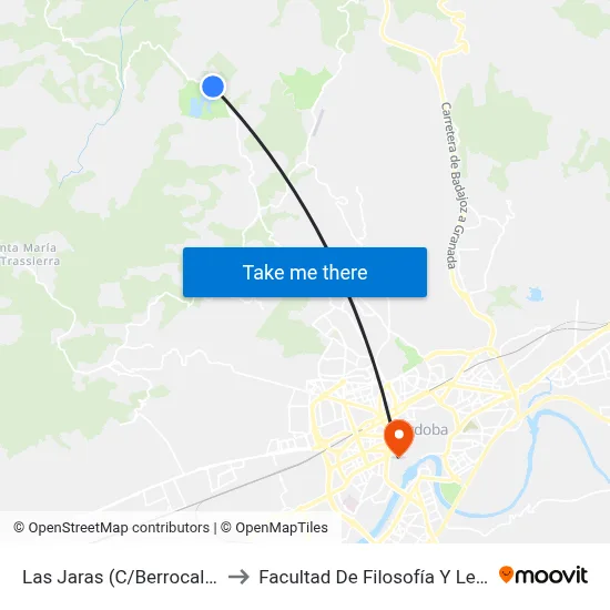 Las Jaras (C/Berrocal) 1ª to Facultad De Filosofía Y Letras map