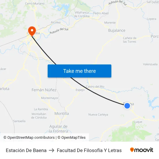 Estación De Baena to Facultad De Filosofía Y Letras map
