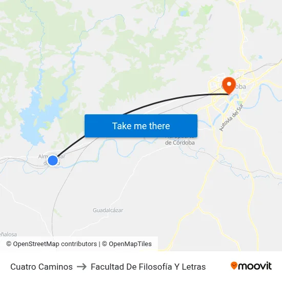 Cuatro Caminos to Facultad De Filosofía Y Letras map