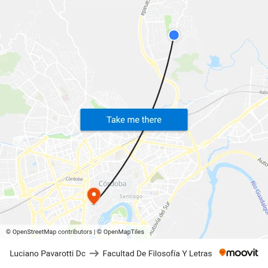 Luciano Pavarotti Dc to Facultad De Filosofía Y Letras map