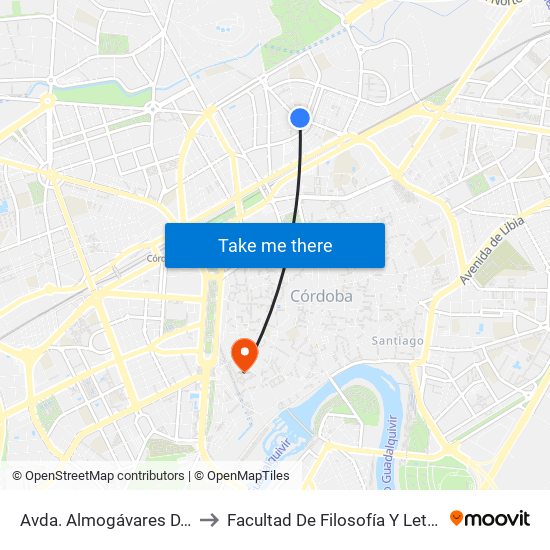 Avda. Almogávares D.C. to Facultad De Filosofía Y Letras map