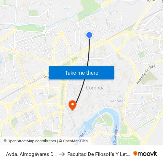 Avda. Almogávares D.C. to Facultad De Filosofía Y Letras map