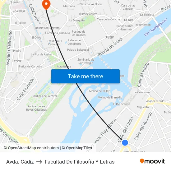 Avda. Cádiz to Facultad De Filosofía Y Letras map