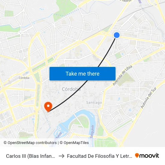 Carlos III (Blas Infante) to Facultad De Filosofía Y Letras map