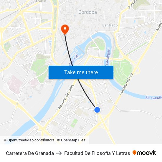 Carretera  De Granada to Facultad De Filosofía Y Letras map