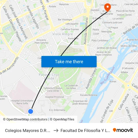 Colegios Mayores D.R.Sofía to Facultad De Filosofía Y Letras map