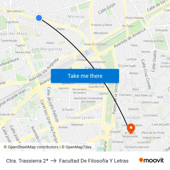 Ctra. Trassierra 2ª to Facultad De Filosofía Y Letras map