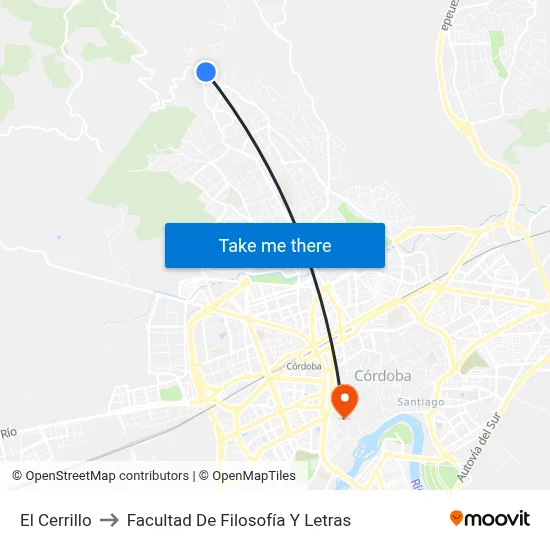 El Cerrillo to Facultad De Filosofía Y Letras map