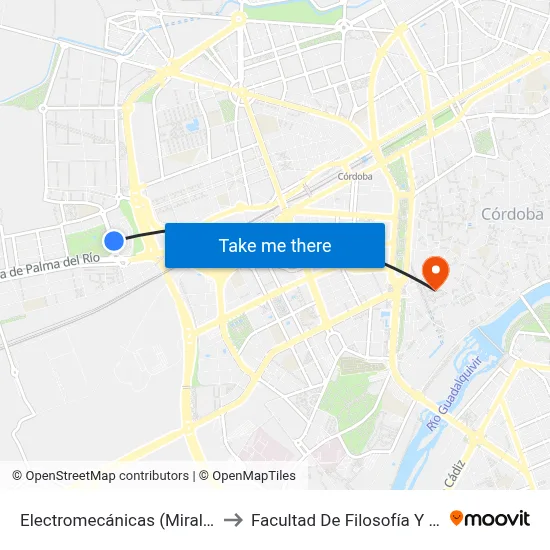 Electromecánicas (Miralbaida) to Facultad De Filosofía Y Letras map