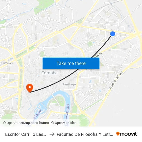Escritor Carrillo Lasso to Facultad De Filosofía Y Letras map