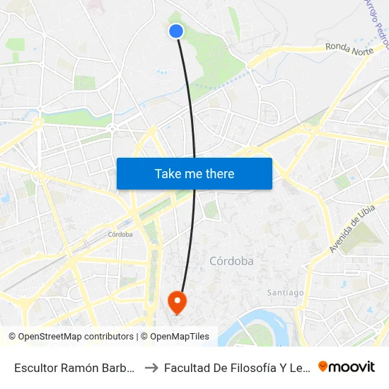 Escultor Ramón Barba 2ª to Facultad De Filosofía Y Letras map