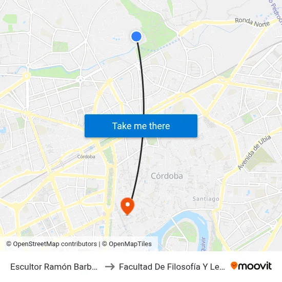 Escultor Ramón Barba 1ª to Facultad De Filosofía Y Letras map