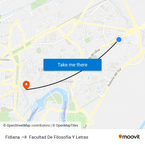 Fidiana to Facultad De Filosofía Y Letras map
