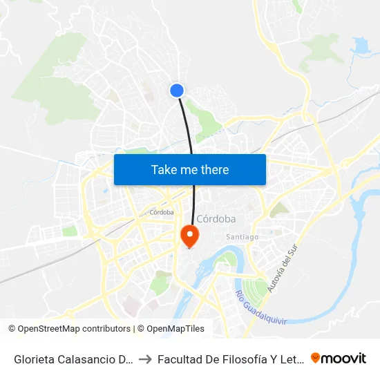 Glorieta Calasancio D.C. to Facultad De Filosofía Y Letras map