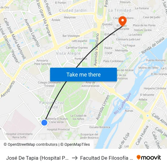 José De Tapia (Hospital Provincial) to Facultad De Filosofía Y Letras map