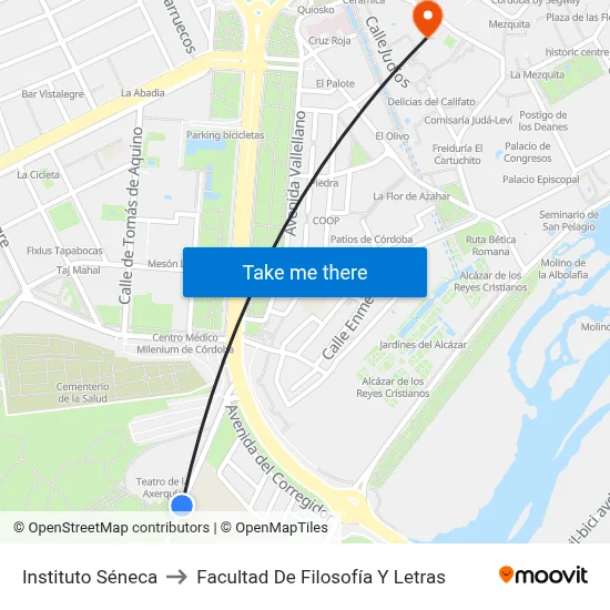 Instituto Séneca to Facultad De Filosofía Y Letras map