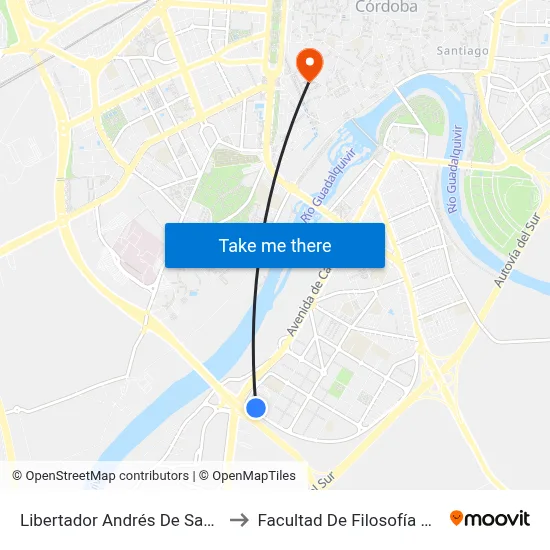 Libertador Andrés De Santa Cruz to Facultad De Filosofía Y Letras map