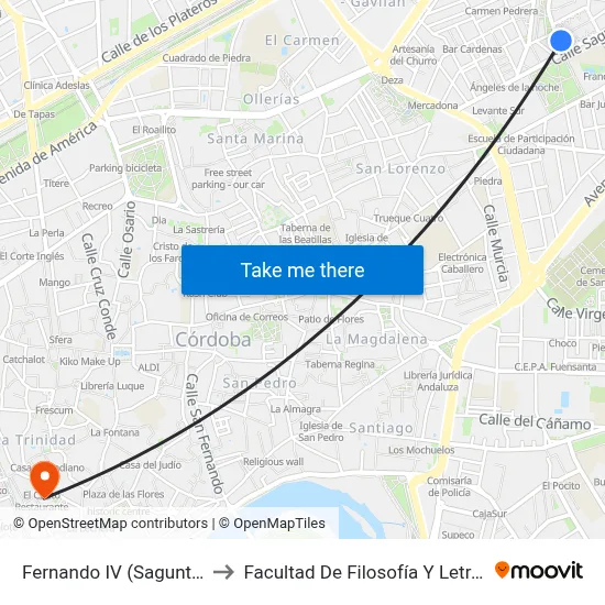 Fernando IV (Sagunto) to Facultad De Filosofía Y Letras map