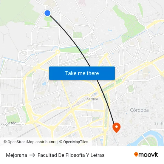 Mejorana to Facultad De Filosofía Y Letras map