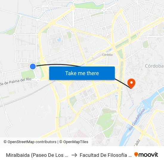 Miralbaida (Paseo De Los Verdiales) to Facultad De Filosofía Y Letras map