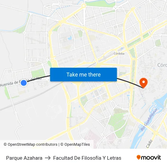 Parque Azahara to Facultad De Filosofía Y Letras map