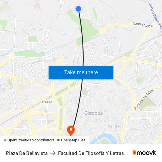 Plaza De Bellavista to Facultad De Filosofía Y Letras map