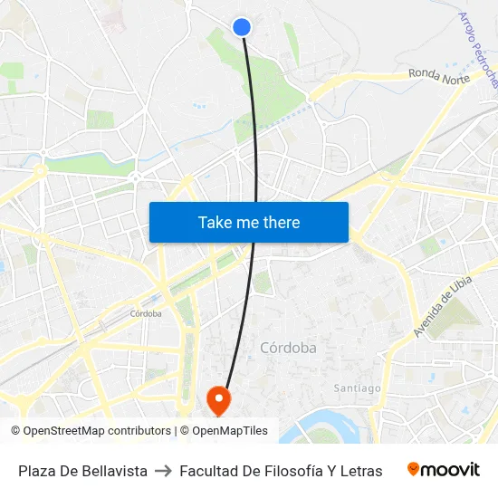 Plaza De Bellavista to Facultad De Filosofía Y Letras map