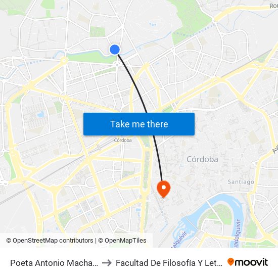 Poeta Antonio Machado to Facultad De Filosofía Y Letras map
