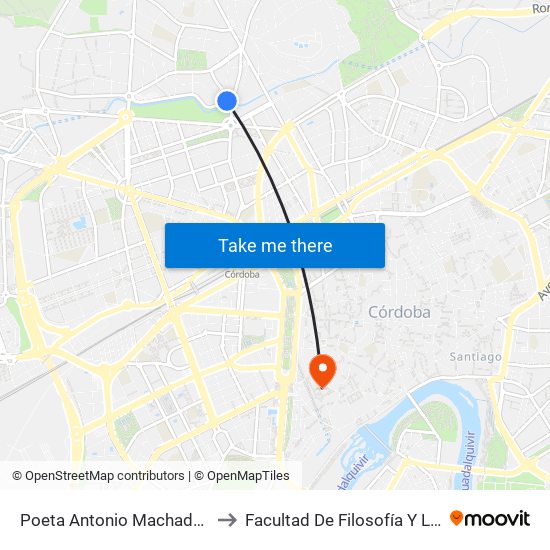 Poeta Antonio Machado D.C. to Facultad De Filosofía Y Letras map